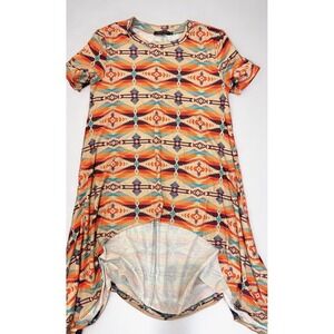 Crazy Train Multicolor‎ Aztec Short Sleeve Top Shirt SZ Medium